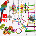 Combined set of parrot toys – swing, bell, ball, stand 15 pieces