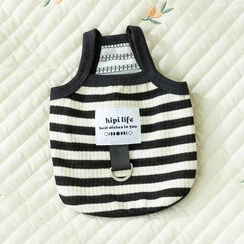 Summer vest for dogs – striped cotton vest, suspenders