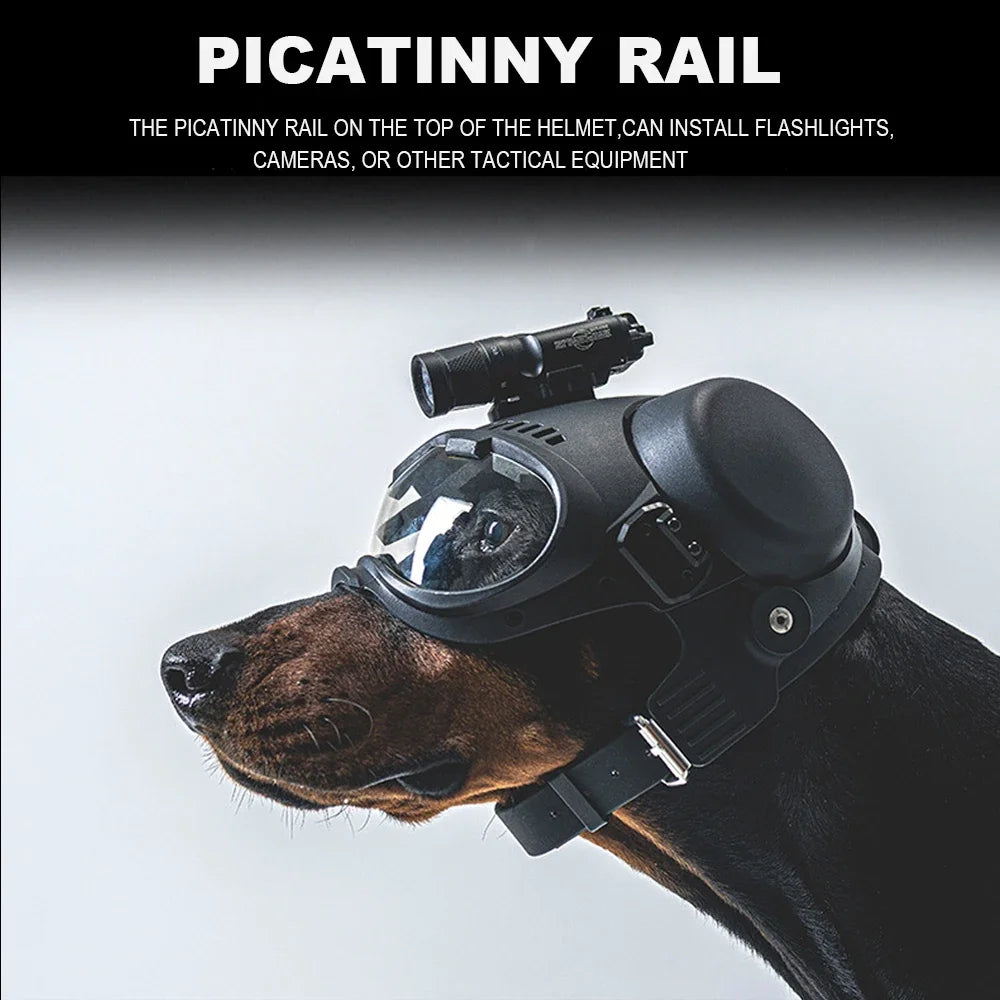 Tactical K9 Dog Helmet – Military Style with Goggles