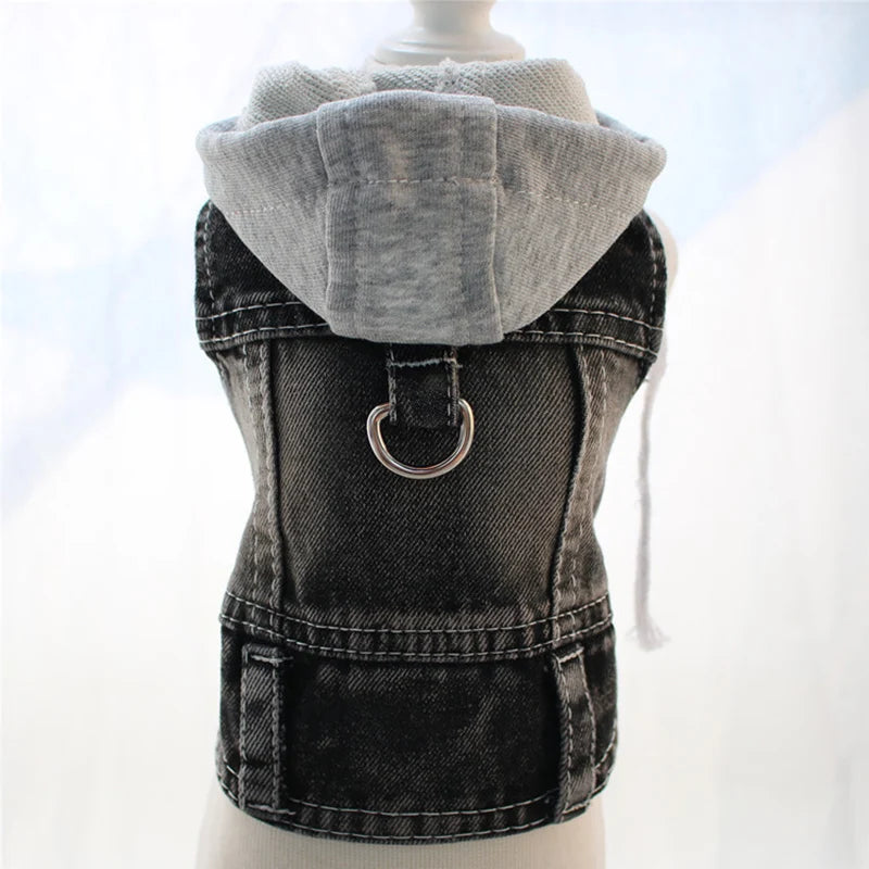 Teksas jakna za pse sa kapom – džinz hoodie za male rase