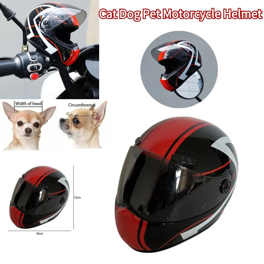 Cat Dog Pet Motorcycle Helmet Full Face Pet Motorcycle Mini Motorcycle Safety Helmet Outdoor Head Protecting Pet Hard Hat