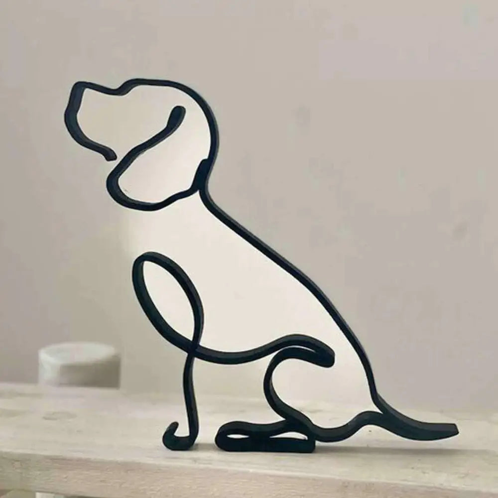 Metalna skulptura psa – apstraktna minimalistička figura za dom