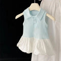 Polo Shirt Bow Dress Pet Dog Clothes Suspender Skirt Clothing Dogs Super Small Cute Chihuahua Print Summer Blue Girl Mascotas