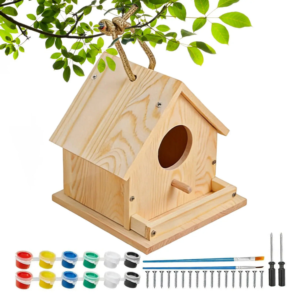 DIY drvena kućica za ptice – set za bojenje, za decu i porodicu