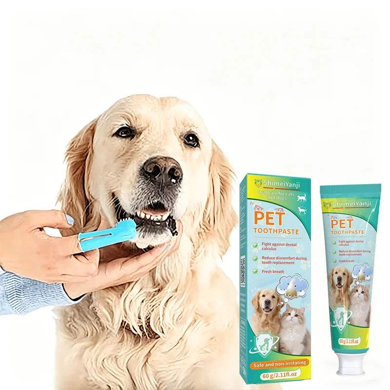 Pet Cleaning Toothpaste and Mouth Spray, Suitable for Cats and Dogs, Removes Tartar, Cleans Pet Teeth, Easy to Use