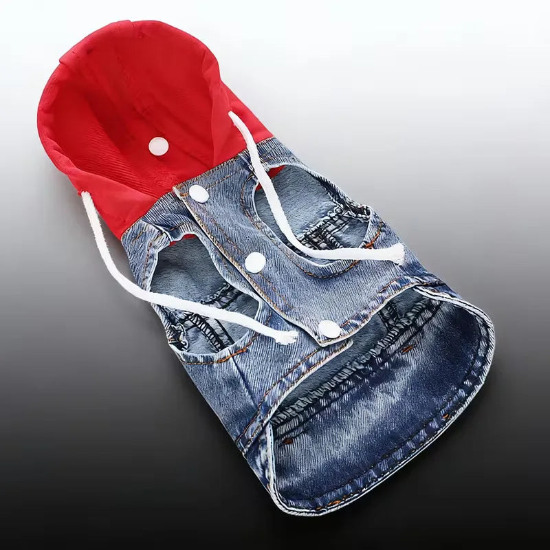 Teksas jakna za pse sa kapom – džinz hoodie za male rase