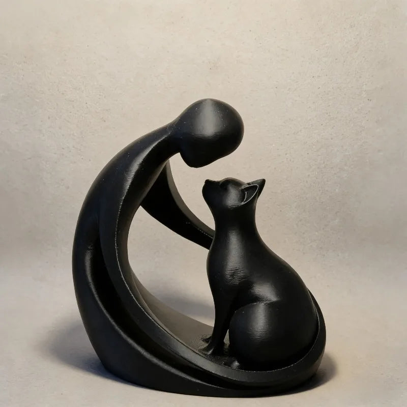 Modern abstract figure of man and cat – table decoration, gift