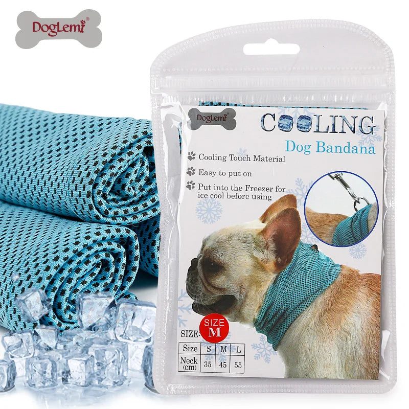 Rashladna bandana marama za pse – prozračna, letnja, siva/plava, S/M/L