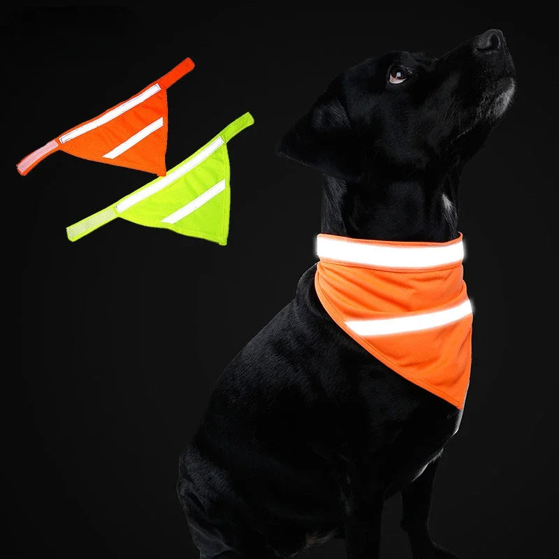 Reflektujuća bandana marama za pse – narandžasta/žuta, poliester, S/M/L