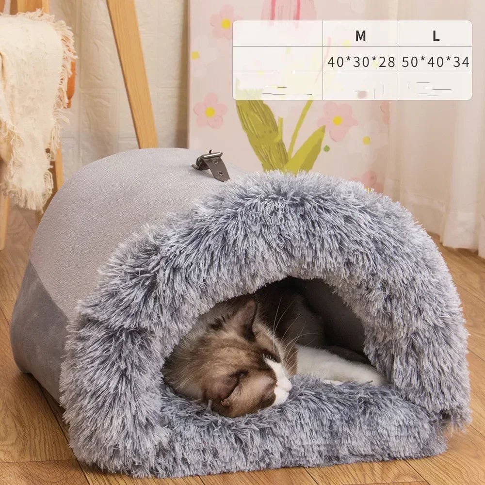 Plišana korpa – topli krevet za mačke i male pse, M/L