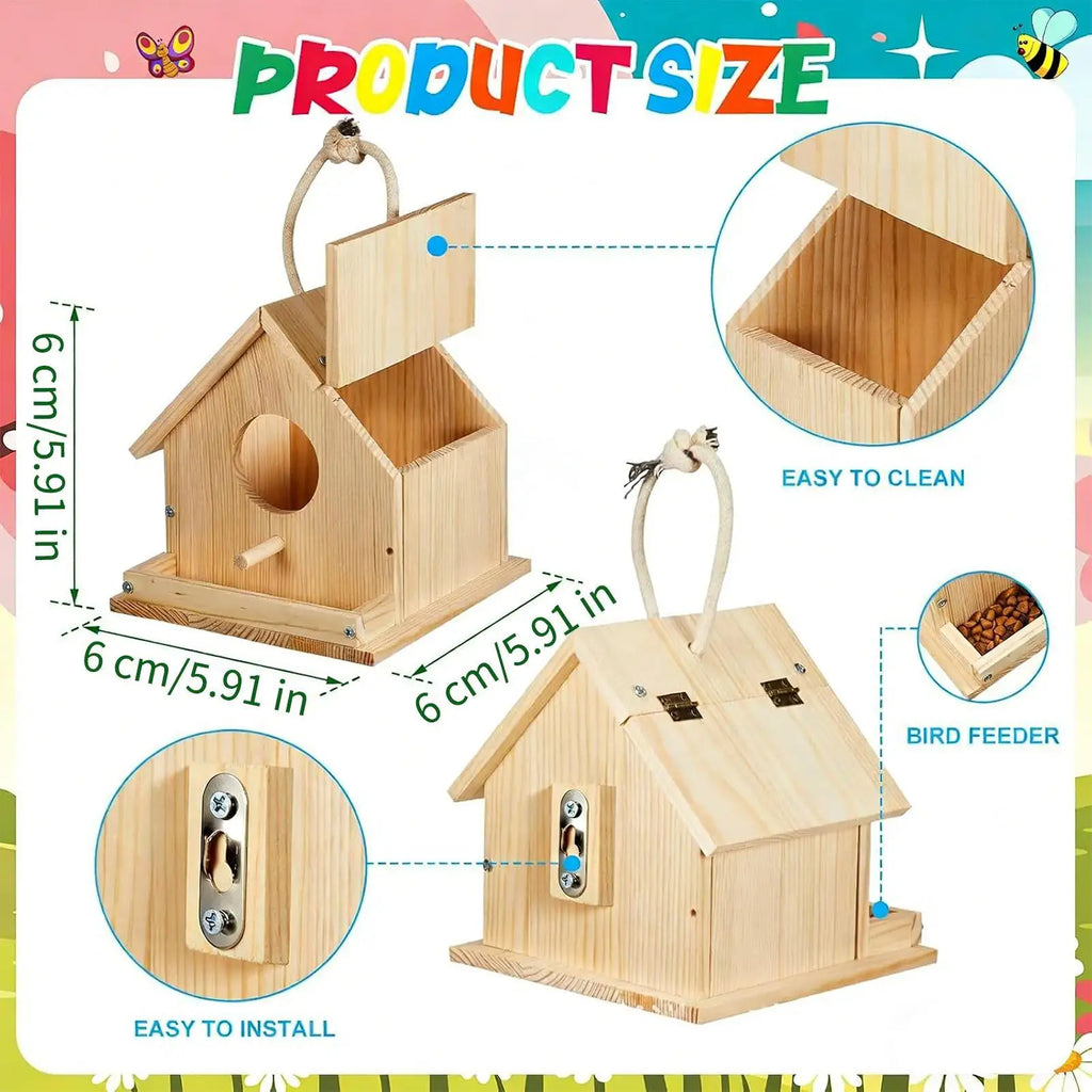 DIY drvena kućica za ptice – set za bojenje, za decu i porodicu