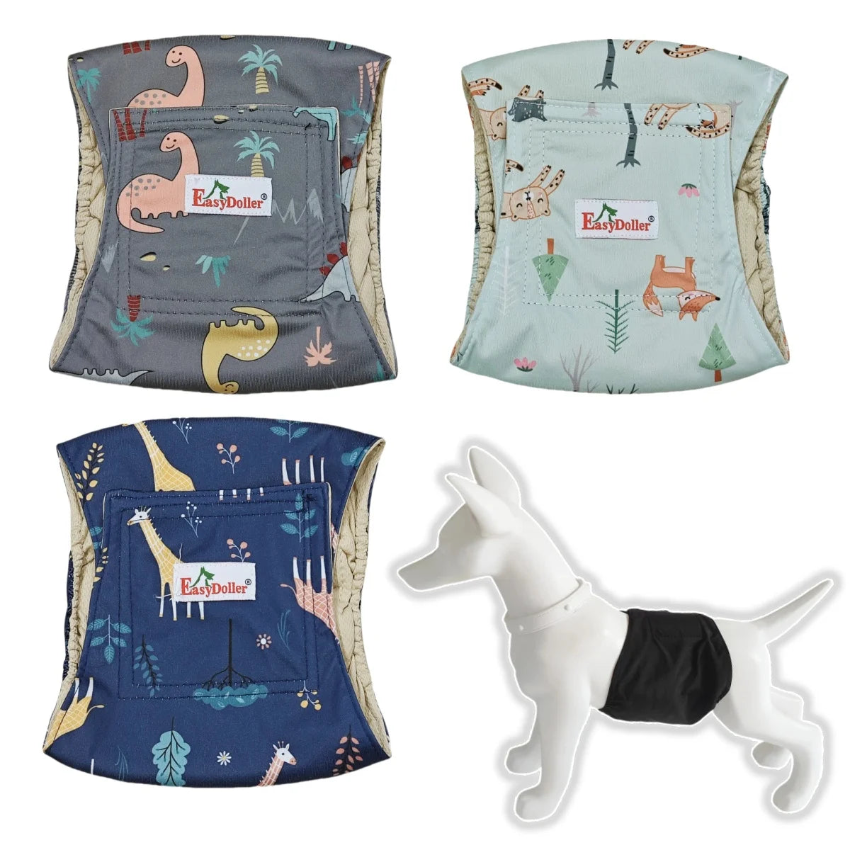 Perive pelene za mužjake pasa – set 3 kom, poliester, podešive, S/M/L