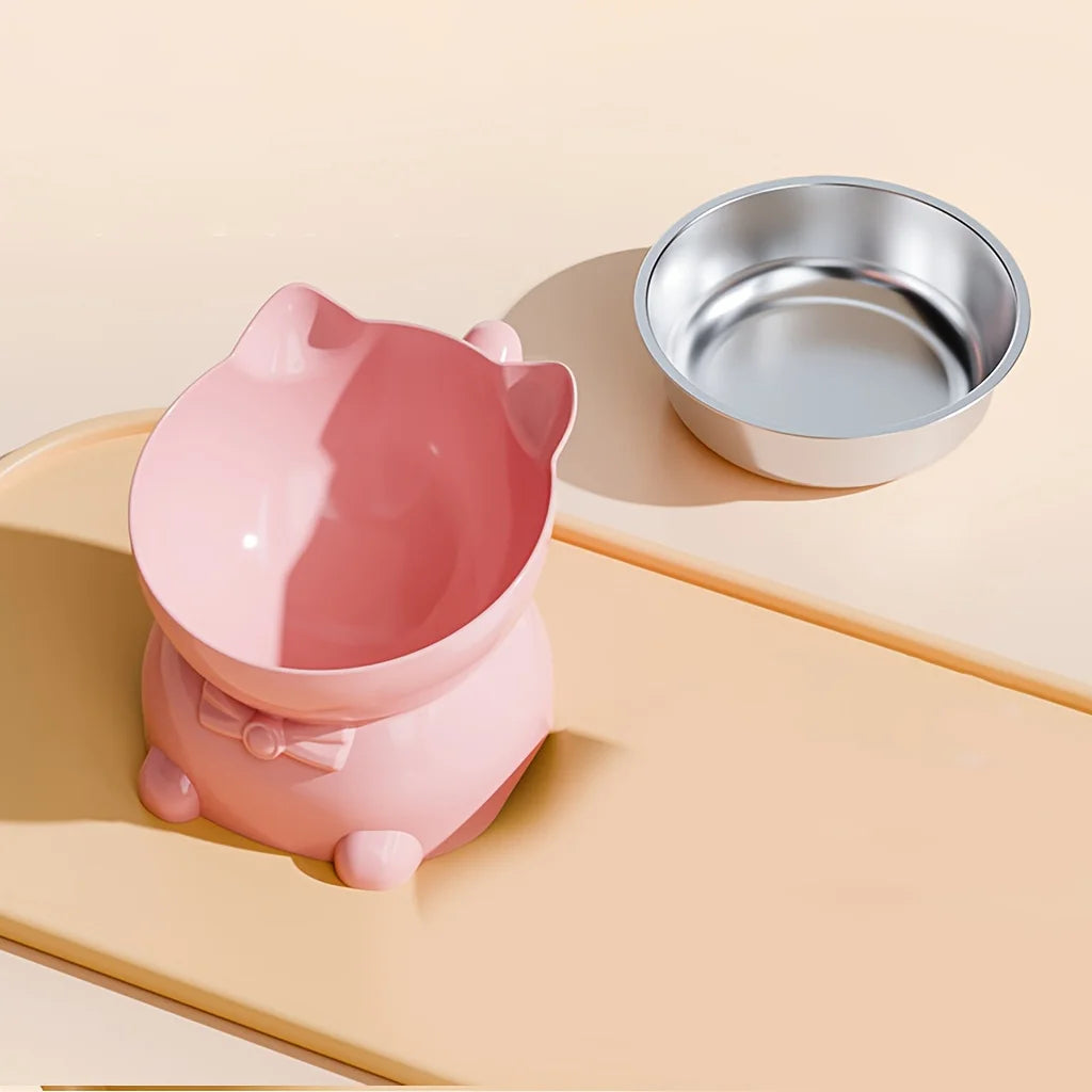 Stainless steel cat bowl – tilted, anti-spill