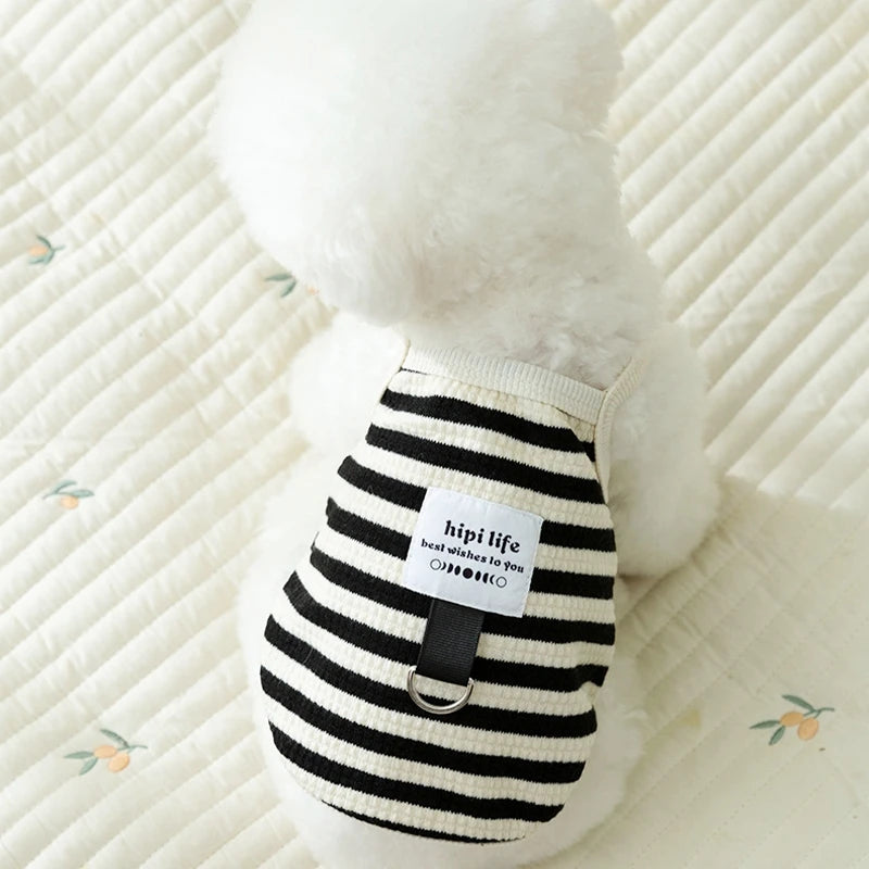 Summer vest for dogs – striped cotton vest, suspenders