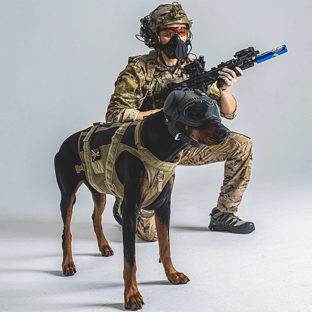 Tactical K9 Dog Helmet – Military Style with Goggles