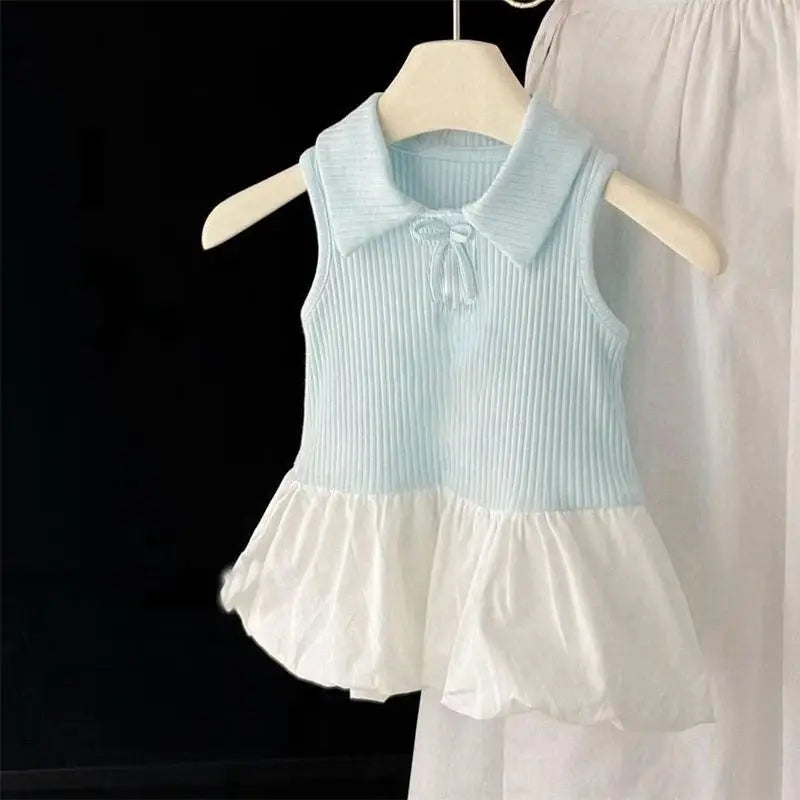 Polo Shirt Bow Dress Pet Dog Clothes Suspender Skirt Clothing Dogs Super Small Cute Chihuahua Print Summer Blue Girl Mascotas
