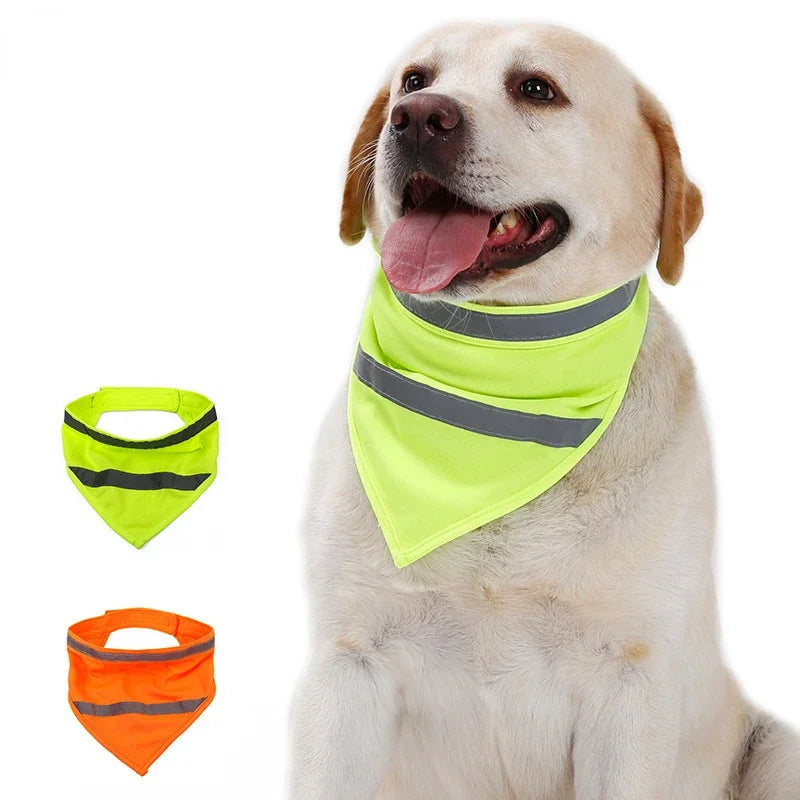Reflektujuća bandana marama za pse – narandžasta/žuta, poliester, S/M/L
