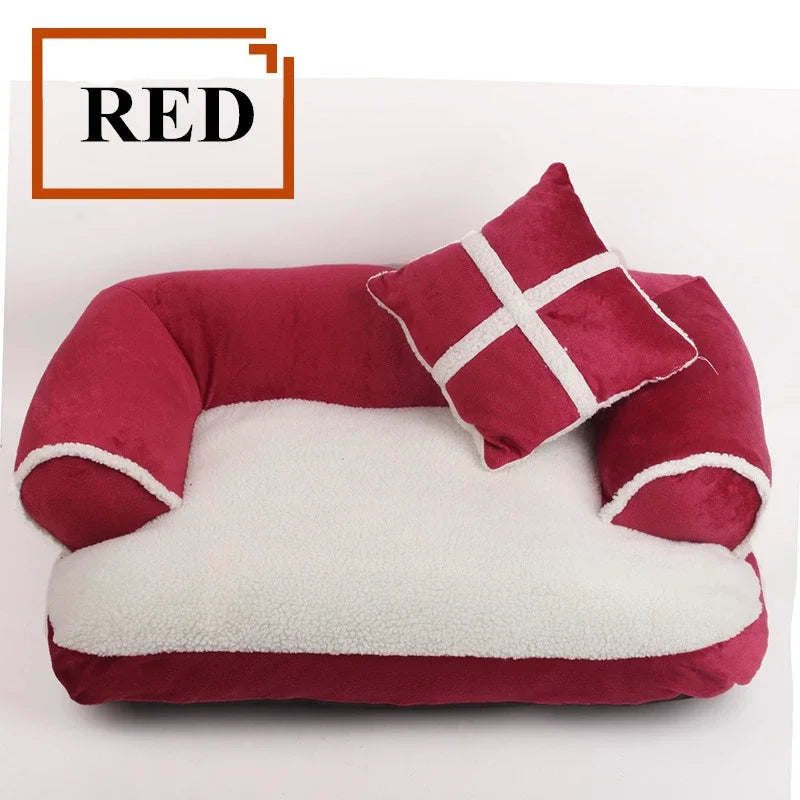 Sofa krevet za pse i mačke – coral fleece, engleski stil, uklonjivi pokrivač