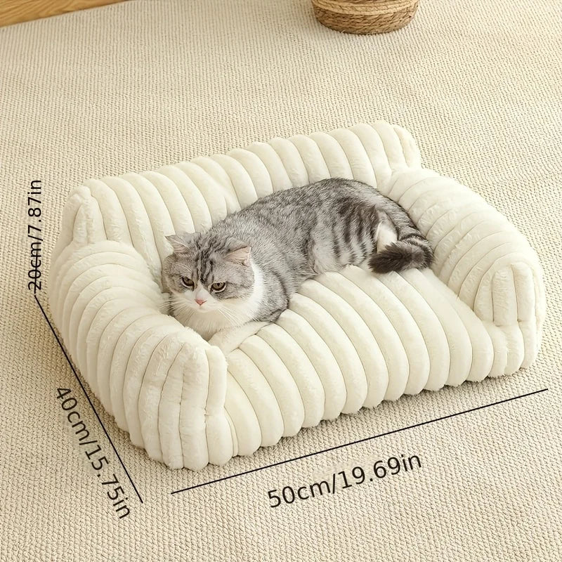 Plišani ležaj-sofa za mačke i male pse – topli, sa uzdignutim rubom