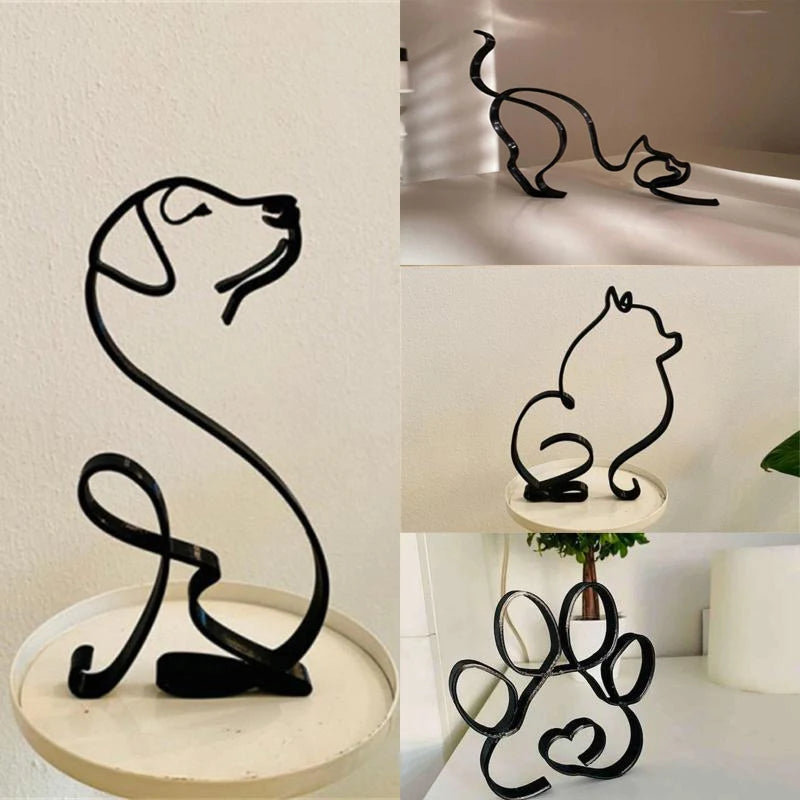 Metalna skulptura psa – apstraktna minimalistička figura za dom