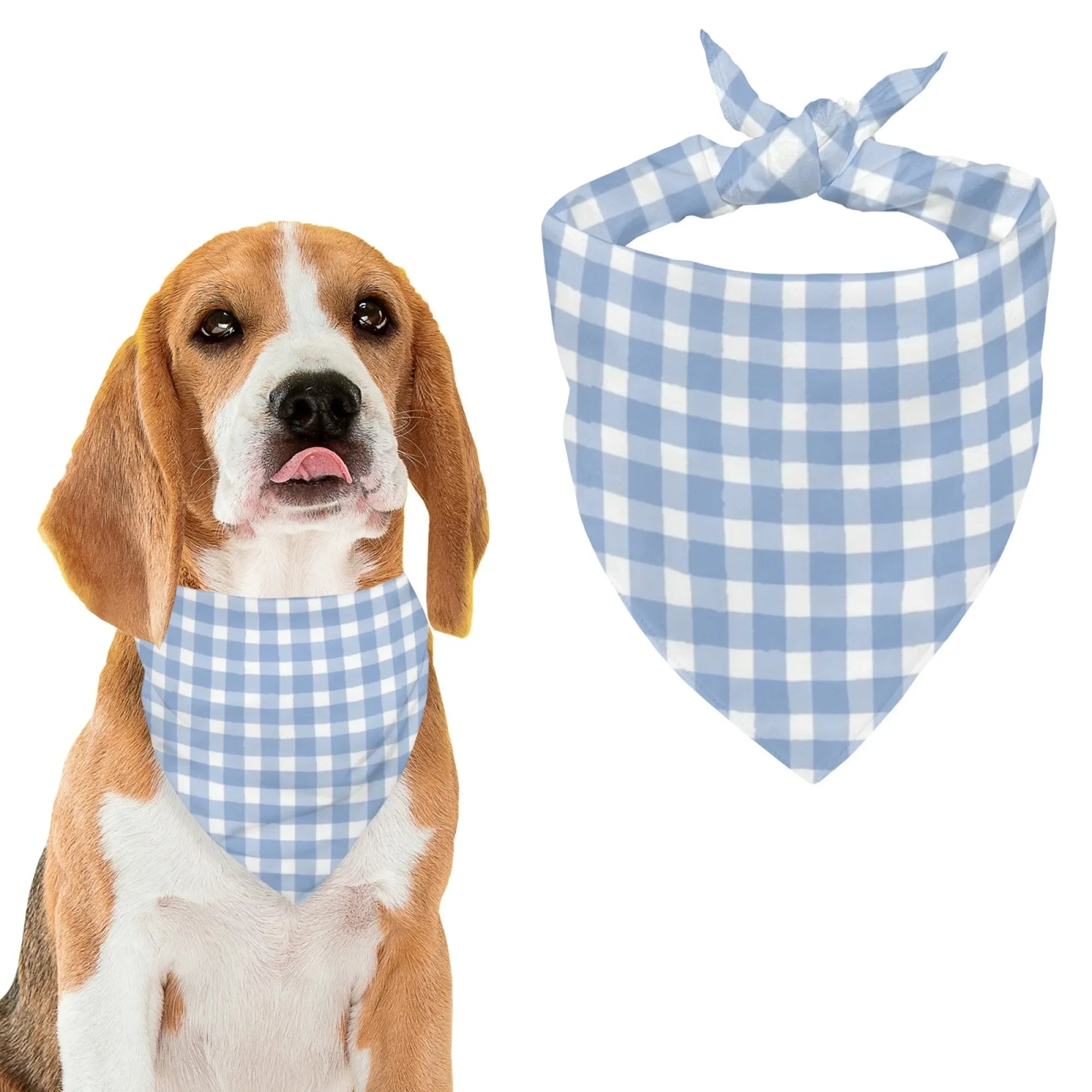 Karirani bandana marama za pse – poliester, šareni print, univerzalna veličina