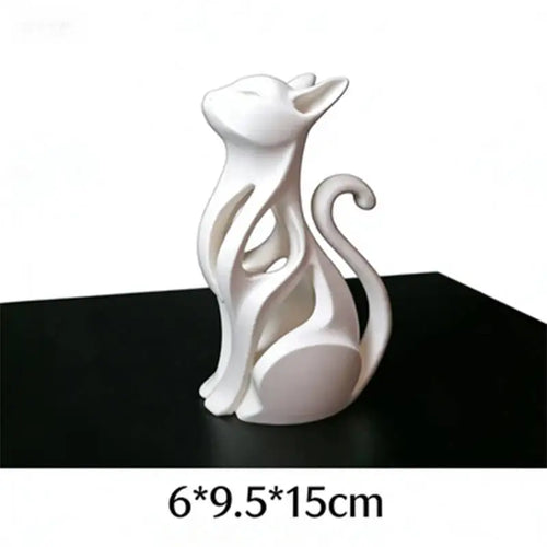 Elegant modern cat sculpture in a sitting position - 3D printed decoration