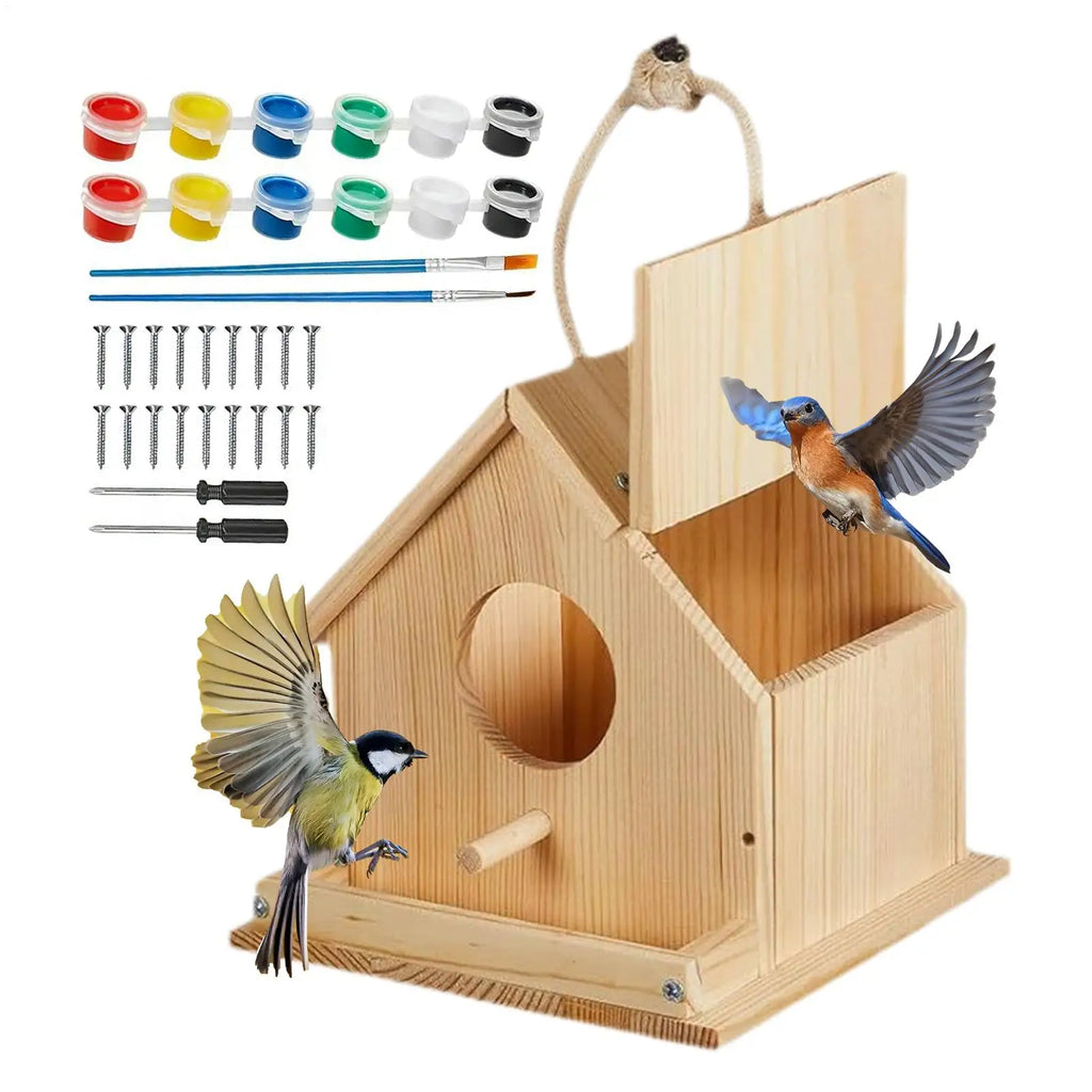 DIY drvena kućica za ptice – set za bojenje, za decu i porodicu