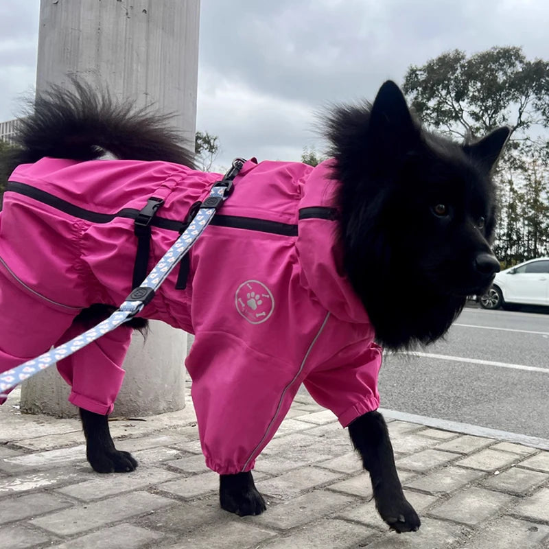 Rain jacket for dogs - waterproof, with hood, reflective