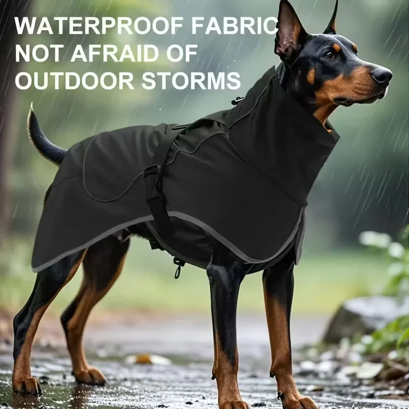 Dog Raincoat Windbreaker for All Dog Sizes, Waterproof Outdoor Dog Jacket with Reflective Strip, Adjustable Straps & Snap Button