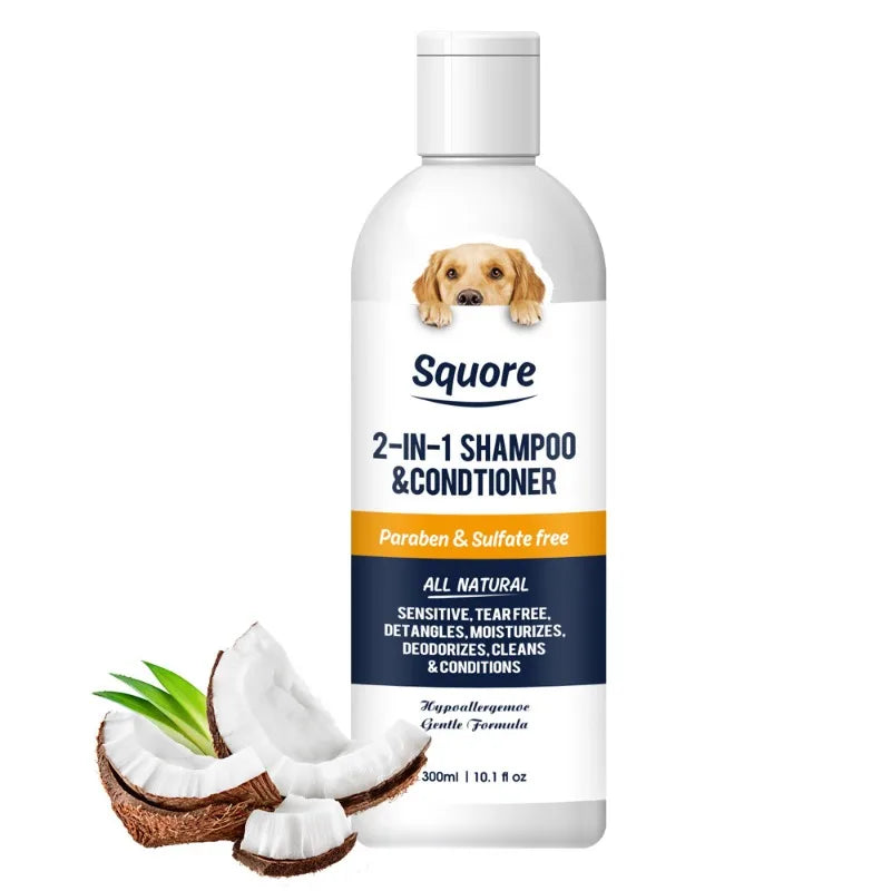 300ml Deodorizing Pet Shampoo Conditioner Natural Moisturizing Formula with pH Balance Dogs Cats Gentle Hypoallergenic Bath Foam