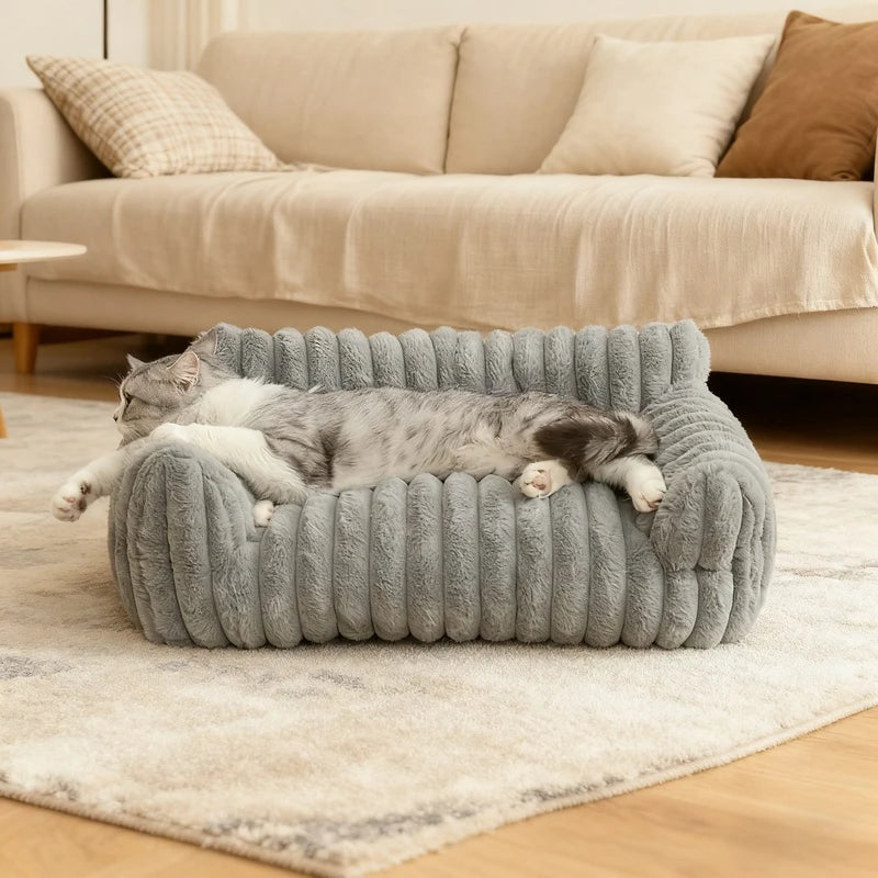 Plišani ležaj-sofa za mačke i male pse – topli, sa uzdignutim rubom