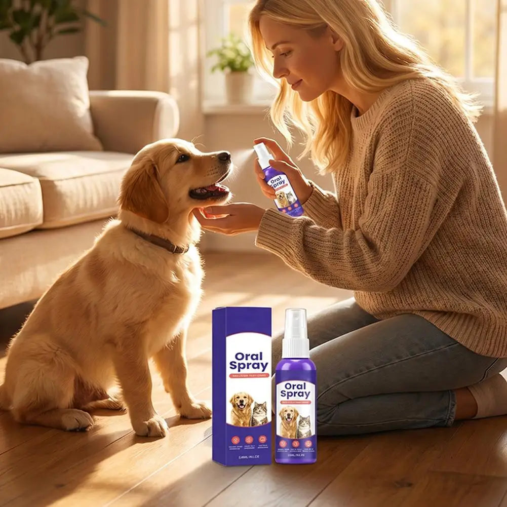 Pet Oral Spray for Cats & Dogs, Breath Freshening & Daily Dental Care Spray to Reduce Food Residue & Soft Stains Daily Oral Care