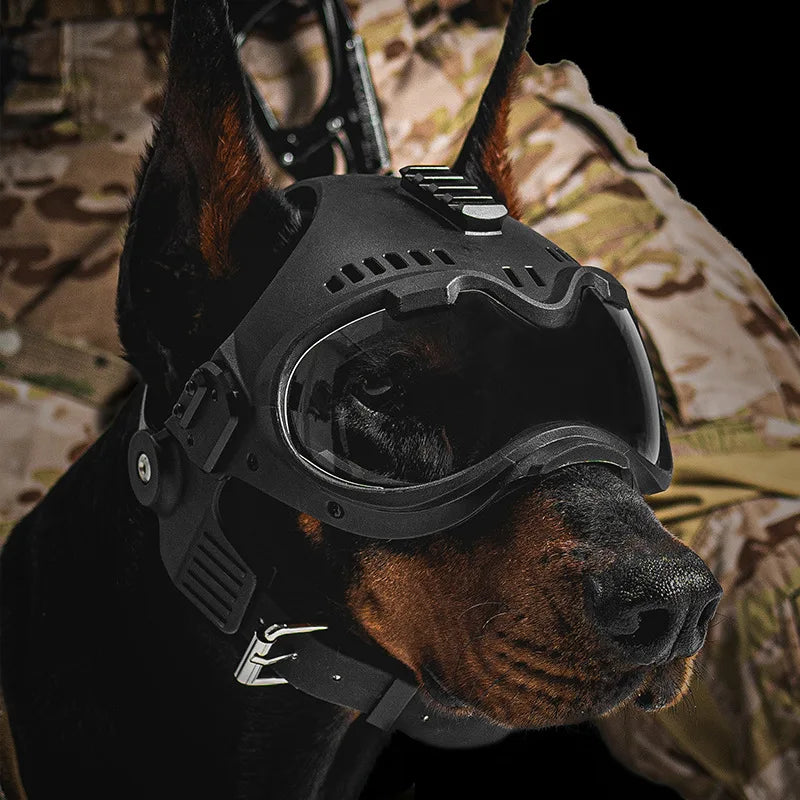 Tactical K9 Dog Helmet – Military Style with Goggles