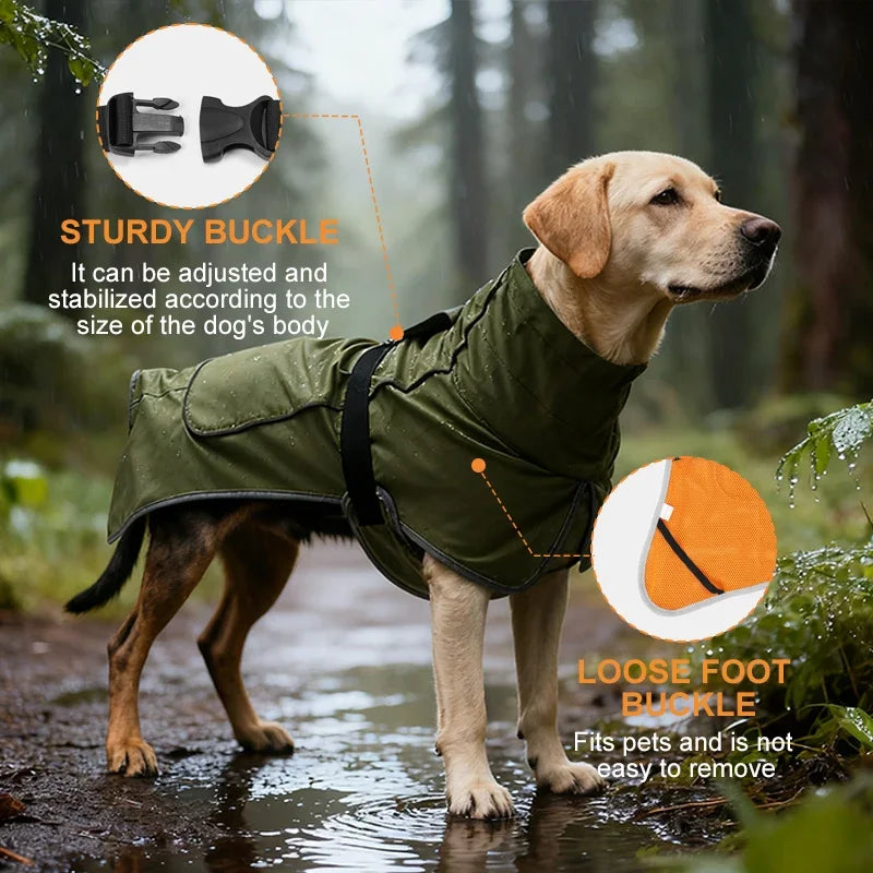 Dog Raincoat Windbreaker for All Dog Sizes, Waterproof Outdoor Dog Jacket with Reflective Strip, Adjustable Straps & Snap Button