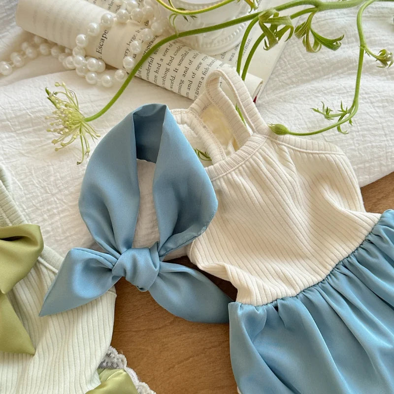 Pet Summer Lace Clothes Silk Jumpsuit Split Tank Top Bow Bubble Lace Half Skirt Thin Teddy Pet Dog Summer Dresses for Small Dog